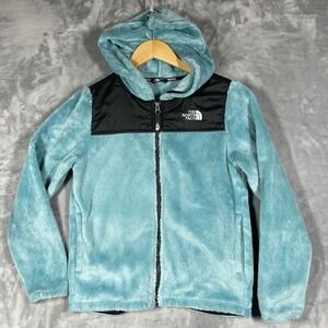 The North Face Girls Fleece Zip Up Hoodie Aqua Blue Size Large L G